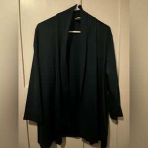 Drape front 3/4 sleeve cotton blazer